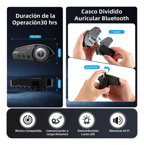 Bluetooth Para Casco, Audifonos Para Casco Moto Foto 4
