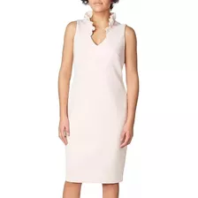 Vestido Palo Rosa, Liso Con Velo En El Cuello, Talla 42