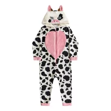 Macacão Kigurumi Infantil Vaquinha Fakini - Cor Branco/preto