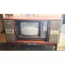 Televisor A Color Antiguo De Madera Funcionando Oferta