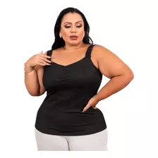 Blusa Feminina Regata Alça Elastico Grande Verão 46 48 50 Gg