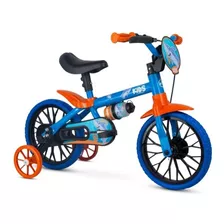 Bicicleta Bike Aro 12 Absolute Infantil Kids Tubarão Rodinha Cor Azul/laranja Tamanho Do Quadro 45 Cm