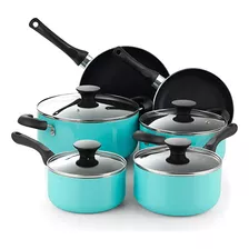 Cook N Home 10 Piece Nonstick Cookware Set, Turquoise