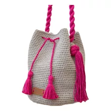 Bolsa Saco Artesanal De Crochê Pink