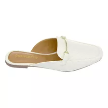 Sandália Mule Feminino Confort Matelassê Bordado Aberto Flat