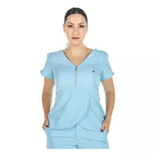 Blusa Scrub Transpassada Azul Bebê