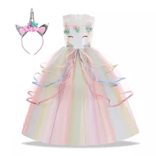 Vestido De Festa Princesa Fantasia De Unicórnio Para Meninas