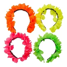 Vincha Corona De Flores Fluo X 12 Cotillon Carioca 4 Colores Color Colores Surtidos