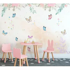 Papel De Parede Infantil Jardim Floral Borboletas 4m² Vr642