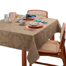 Toalha De Mesa Jacquard Retangular Casa Laura Enxovais Glamour Premium 4 Lugares Avelã