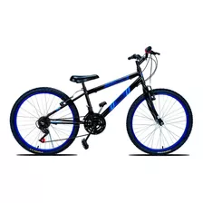 Bicicleta De Passeio Forss Urbana Spike Aro 24 18v Freios V-brakes Câmbios Index 3v Y Index 6v Cor Preto Com Descanso Lateral