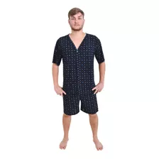 Pijama Masculino Adulto Curto Aberto Botões Verão