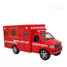 Miniatura Ambulância Abre Porta Ferro Fricção Coleção 13cm F