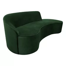 Sofá Curvo 04 Lugares 230cm Eron Veludo Verde- Casaepoltrona Cor Verde