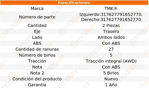 2- Mazas Traseras Legacy 6 Cil 3.6l 2010/2014 Tmk Foto 2