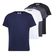 Kit Camiseta Masculina Basica Algodão 4 Unidades Premium Fit