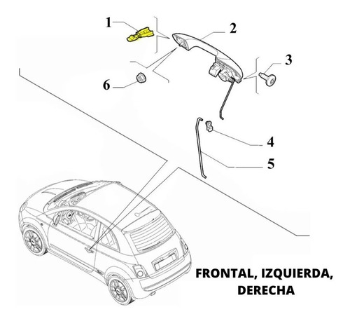 Kit De Reparacin Chapa Manija De Bisagras Para Fiat 500,  Foto 4