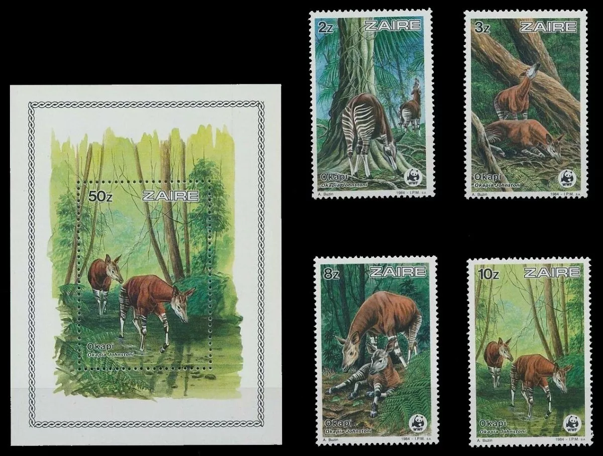 Fauna - Wwf - Okapi - Zaire - Serie + Block Mint