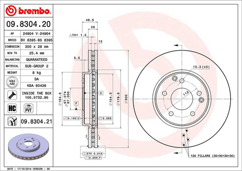 Disco Freno / Mercedes-benz Clk320 Base 2004-2005 Delan Vent Foto 2