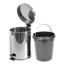 Lixeira Aço Inox Redonda 5 Litros Com Pedal Emborrachado 