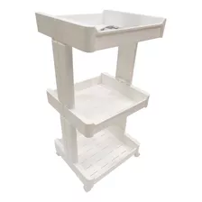 Mueble Estantería De Plástico, 3 Estantes Bandeja, Con Rueda Color Blanco