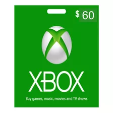 Cartão Xbox Live Usa $ 60 Dólares Gift Card Americano Eua