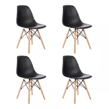 Cadeira De Jantar Garden Life Eames, Estrutura De Cor Preto, 4 Unidades