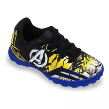 Chuteira Society Dray Avengers Infantil - Preto E Amarelo