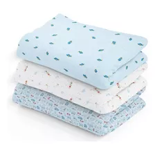 Kit 3 Cueiro Manta Flanelado Grande Aconchego Bebe Protegido