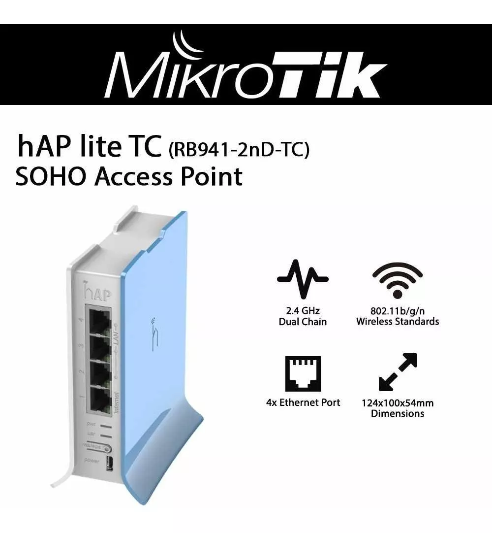 Router Mikrotik Hap Lite Rb941-2nd- Wifi 300mbps L4 Incl Iva