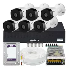 Kit Cftv 6 Cameras Full Hd 1220b Dvr 8 Canais 10a 1tb Purple