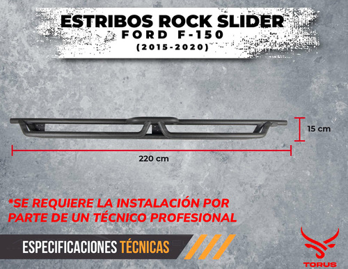 Estribos F150 Ford Doble Cabina 2015-2020 Rock Slider Torus Foto 7