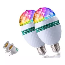 2x Lâmpada Led Globo Colorida Rotativa Giratória Festa Boate