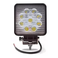 Faro Cuadrado 12/24v Pesado 9 Led 27w Auto Moto Camión Bus