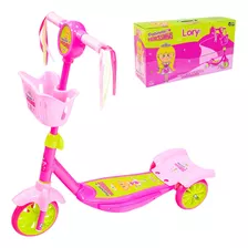 Patinete 3 Rodas Duplo Freio Princesinha Lory Unik Pt1400fl