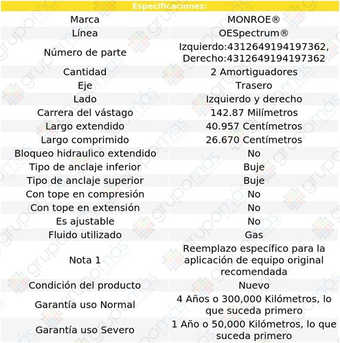 2 Amortiguadores Gas Oespectrum Tra Pontiac Pursuit 05-06 Foto 3