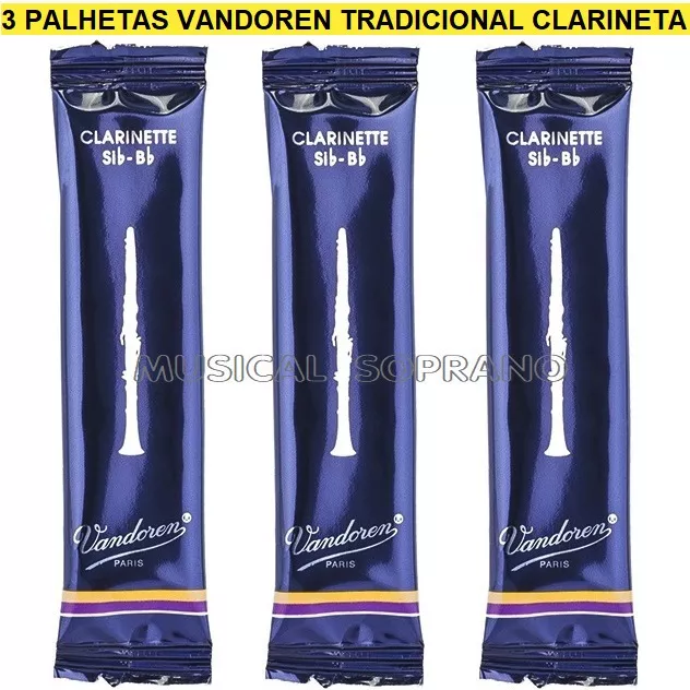 3 Palhetas Vandoren Tradicional Clarineta - N° 1 Até 4
