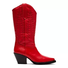 Botas Vaqueras Sm Huntin Mujer En Piel Color Rojo 