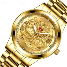 Reloj De Cuarzo De Lujo Golden Dragon /