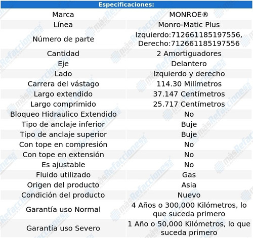 Par Amortiguadores Del Gas P25/p2500 Van 68-74 Monroe Foto 3