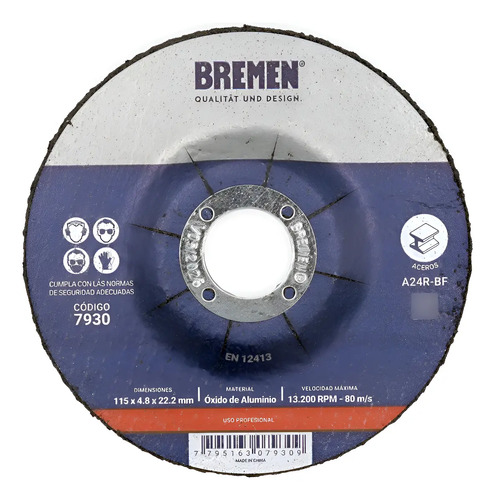 Disco Desbaste Amoladora Bremen 115 X 4.8 Mm X 10u 7930 Dgm No Aplica