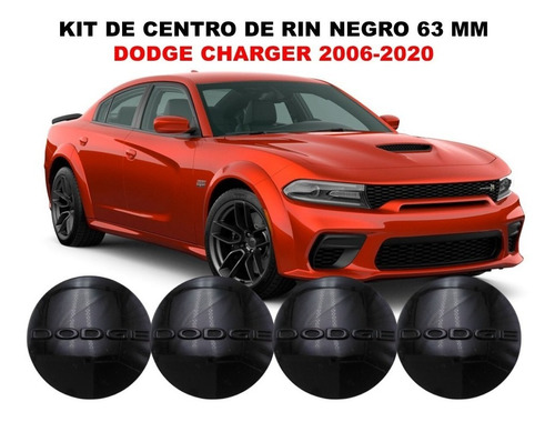 Kit De 4 Centros De Rin Dodge Charger 2006-2020 Negro 63 Mm Foto 2