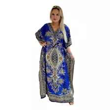 Vestido Kaftan Indiano Longo Estampado Plus Size - Cod. 1208