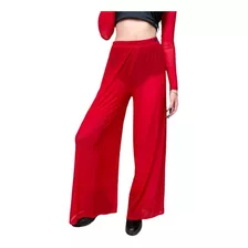 Calça Tule Pantalona Wide Leg Plus Size Festival Vermelha