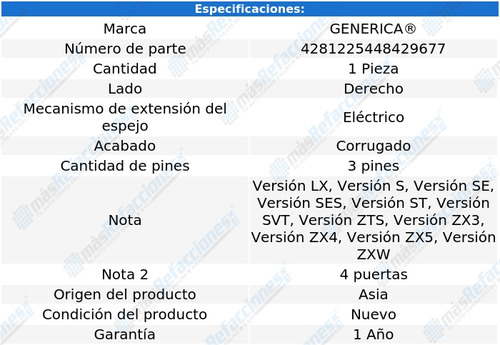 Espejo Ford Focus 2000-2001-2002-2003-2004-2005 Electrico Foto 2