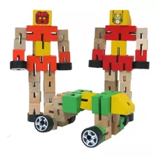 Robot Madera Transformer Articulado Motricidad Montessori