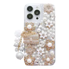 Funda Para iPhone 13 Mini - Blanca Con Diamantes/brillos