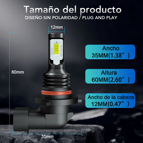 1par - 9006 Focos Bombilla Led Antiniebla Para Hyundai Kia Foto 5