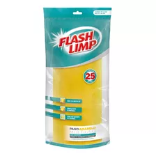 Rolo Com Pano Amarelo Multiuso C/ 25 Peças Flashlimp Limpeza Cor Amarelo