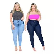 2 Calça Plus Size Feminina Jeans Cintura Alta Promoção Lycra